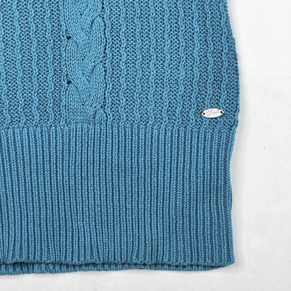 Guess Cable Knit Bodycon Teal Sweater Dress Turtleneck with Zipper Sz XS - NWOT - Picture 5 of 9